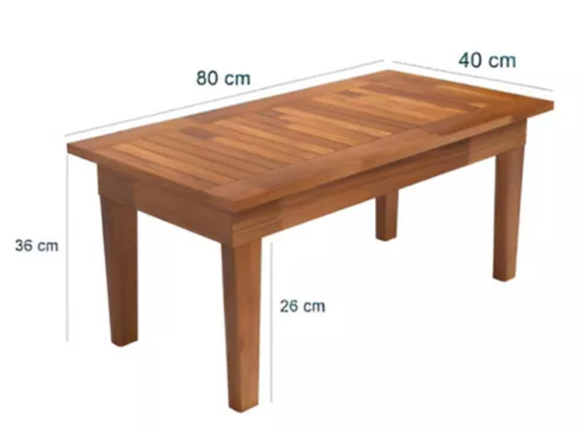 Mesa Madeira Centro Rustica 80x40 Ripada Cor Castanho - 2