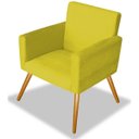 Ver imagem 2 de Kit 2 Poltrona Suede Amarelo Marcela Decorativa Pés Palito Imbuia Mel Cadeira para Sala Recepção