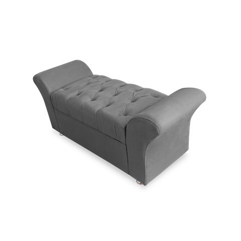 Calçadeira Baú Veneza Para Cama Casal 140 cm Suede Cinza LM DECOR