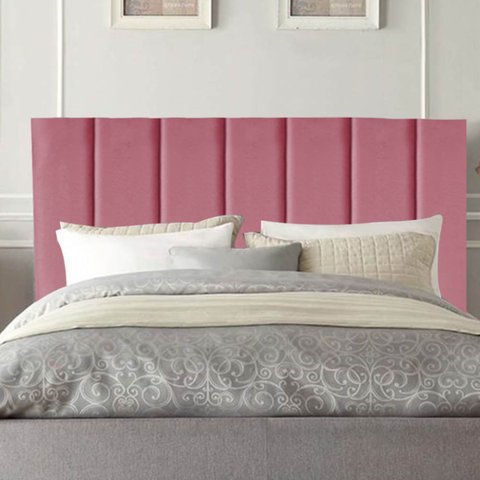 Cabeceira Estofada Cama Solteiro 100 Cm Luna Suede e Frame Cor:rosa