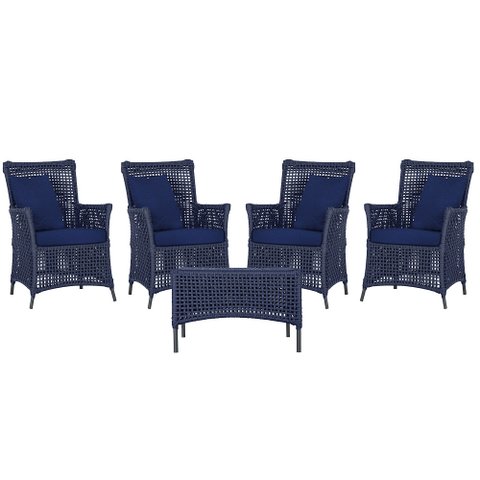 4 Poltronas e 1 Mesa Igapó em Alumínio Pintura Preta Corda Náutica Estofado 10