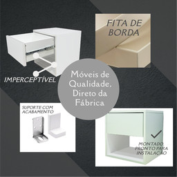 Mesa De Cabeceira Branca Trava Magnética Gaveta Falso Esq/ - 5 Mesa De Cabeceira Branca Trava Magnética Gaveta Falso Esq/ - 5