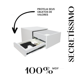 Mesa De Cabeceira Branca Trava Magnética Gaveta Falso Esq/ - 3 Mesa De Cabeceira Branca Trava Magnética Gaveta Falso Esq/ - 3
