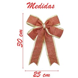 Kit 2 Enfeite Árvore Natal Laço Vermelho e Dourado 30 Cm - 2