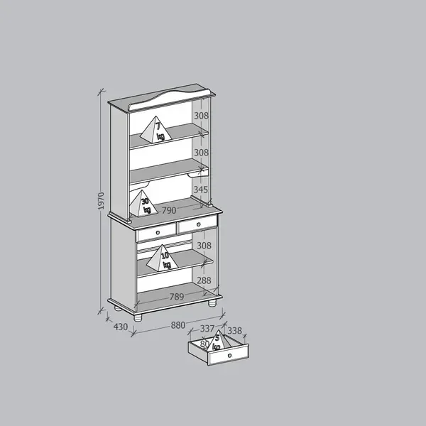 Cristaleira em Madeira Maciça Armário Cozinha Rústica Balcão:freijo - 4