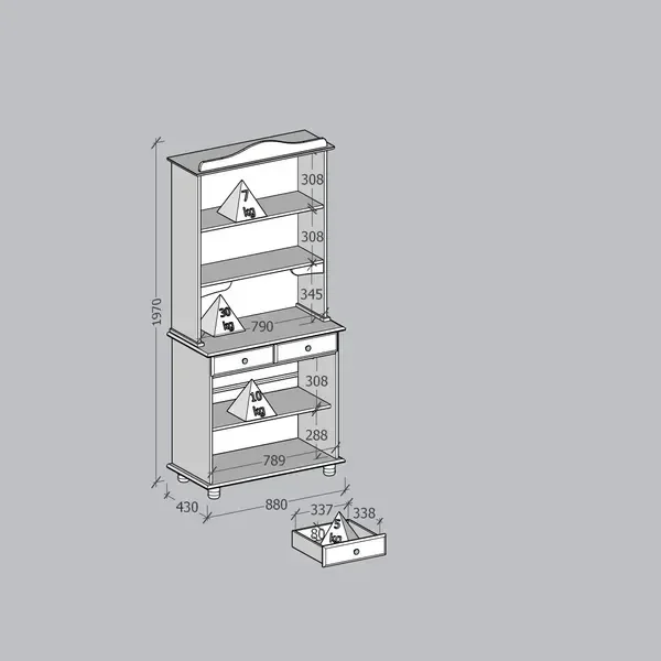 Cristaleira em Madeira Maciça Armário Cozinha Rústica Balcão:freijo - 2