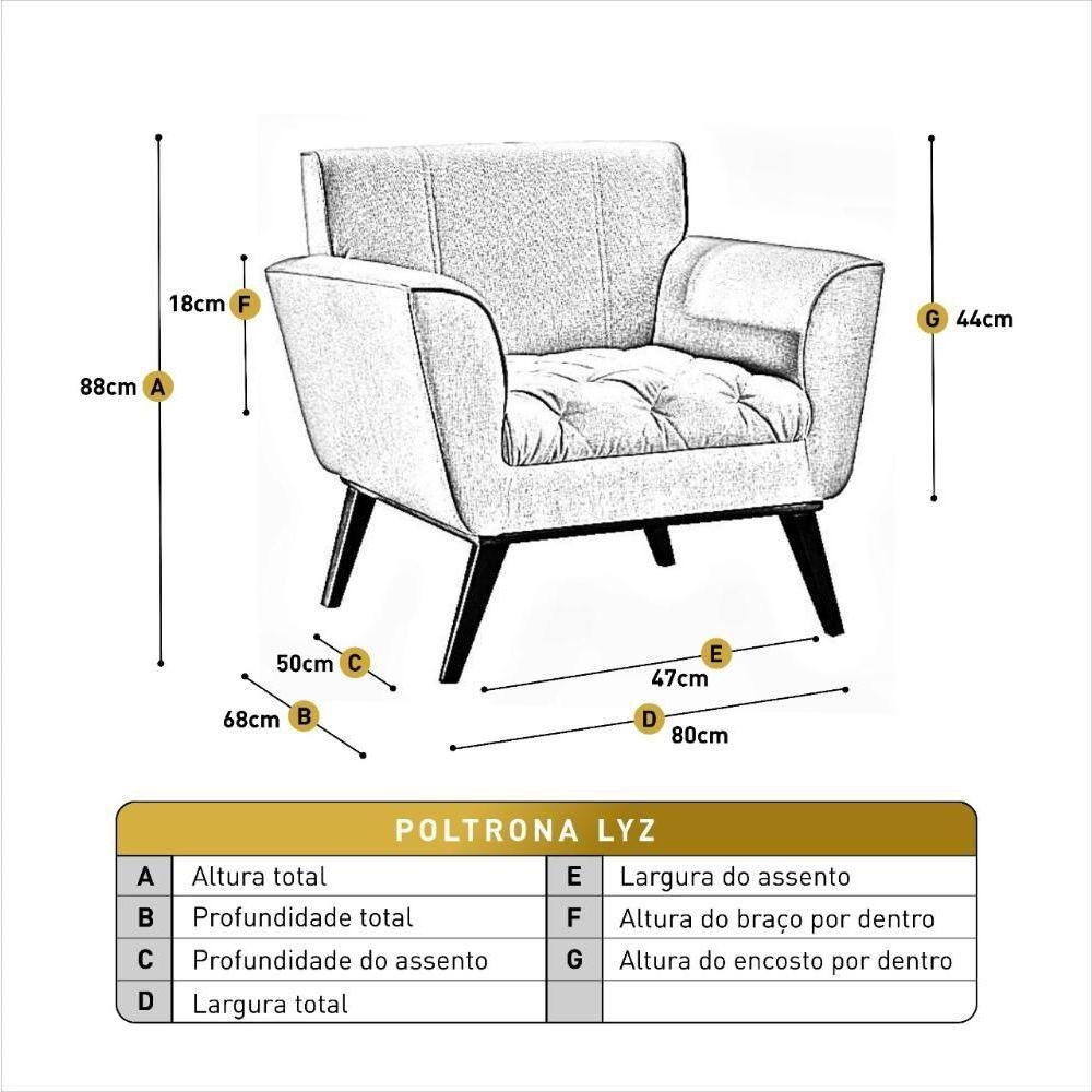 Conjunto - 2 Poltronas Lise Luxo Madeira Maciça Castellar Veludo Bege Claro - 3