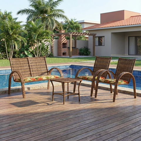 Conjunto para Jardim 1 Sofá 2 Cadeiras 1 Mesa de Centro Laura