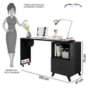 Ver imagem 3 de Escrivaninha com 1 Gaveta 142cm Tampo Giratório Carinho Albatroz Móveis Preto Fosco