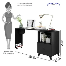 Escrivaninha com Tampo Giratório 1 Gaveta Carinho Albatroz Móveis - 3 Escrivaninha com Tampo Giratório 1 Gaveta Carinho Albatroz Móveis - 3