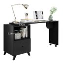 Ver imagem 4 de Escrivaninha com 1 Gaveta 142cm Tampo Giratório Carinho Albatroz Móveis Preto Fosco