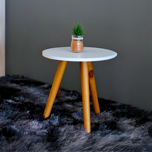 Mesinha Lateral de Canto com Pé Palito Estilo Retro Mesa Pequena Decorativa Mdf Branca