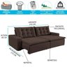 Sofá Roma Plus 2,70M Retrátil e Reclinável Suede com Pillow Marrom Uma Box - 3