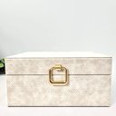 Ver imagem 3 de Caixa Decorativa Branca Cinza Courino 13x26x20cm Decoração