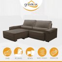 Ver imagem 4 de Sofá Master Chaise Retrátil 290x2,40M Reclinável Duplo Molejo D28 Veludo Marrom Claro - Grandellar
