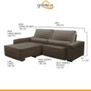 Ver imagem 3 de Sofá Master Chaise Retrátil 290x2,40M Reclinável Duplo Molejo D28 Veludo Marrom Claro - Grandellar