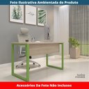 Ver imagem 2 de Mesa Escritório P25 Tub Pandin 120 Cm (larg) Tampo Mdp Nogueira Casablanca Pé Aço Tubular Verde