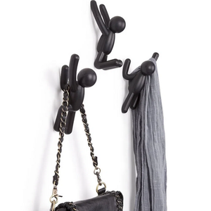 Kit 3 PÇS Cabideiro de Parede Buddy Umbra Preto BODDY