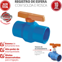 Ver imagem 2 de Registro de Esfera Rosca e Solda Pvc Tam. 3'' X 85mm Sistema T.a.q Cor Azul Irriga Durín