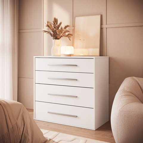 Cômoda com 4 Gavetas 90cm Integrato Branco