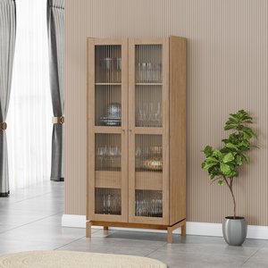 Cristaleira 180cm 2 Portas 1 Gaveta 100% Madeira Maciça Barcelona