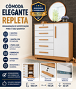 Ver imagem 2 de Cômoda Grande 5 Gavetas com Chave 1 Porta Repleta Cedro/Areia