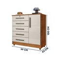 Ver imagem 3 de Cômoda Grande 5 Gavetas 1 Porta com Chave Elegante Cedro/areia Repleta