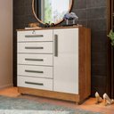 Ver imagem 1 de Cômoda Grande 5 Gavetas 1 Porta com Chave Elegante Cedro/areia Repleta