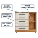 Ver imagem 2 de Cômoda Grande 5 Gavetas 1 Porta com Chave Elegante Cedro/areia Repleta