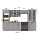 Ver imagem 2 de Armário de Cozinha Modulada Completa Fidelitá Nara 100% MDF 5 Peças 350cm 16 Portas 2 Gavetas com