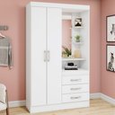 Ver imagem 1 de Guarda-Roupa Solteiro Peter 2 Portas 3 Gavetas Flex Branco/Rosa Chá - Bci Móveis