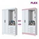 Ver imagem 2 de Guarda-Roupa Solteiro Peter 2 Portas 3 Gavetas Flex Branco/Rosa Chá - Bci Móveis