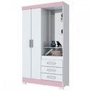 Ver imagem 5 de Guarda-Roupa Solteiro Peter 2 Portas 3 Gavetas Flex Branco/Rosa Chá - Bci Móveis
