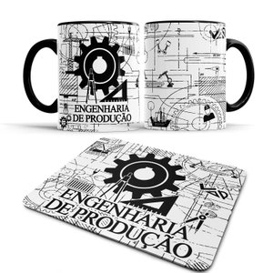 Caneca Engenheiro Engenharia de Produção + Mouse Pad