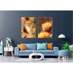 kit com 2 Quadros Decorativos Dente de Leão com Moldura e Vidro para Sala Quarto Escritório e Clínic - 2