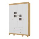Ver imagem 2 de Guarda-roupa Infantil 122cm com Vidro 4 Portas e 2 Gavetas Luna Multimóveis Mp4413 Madeirado/branco