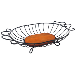 Fruteira de mesa grande oval de ferro e madeira super resistente e espaçosa ótima decoração para coz - 2