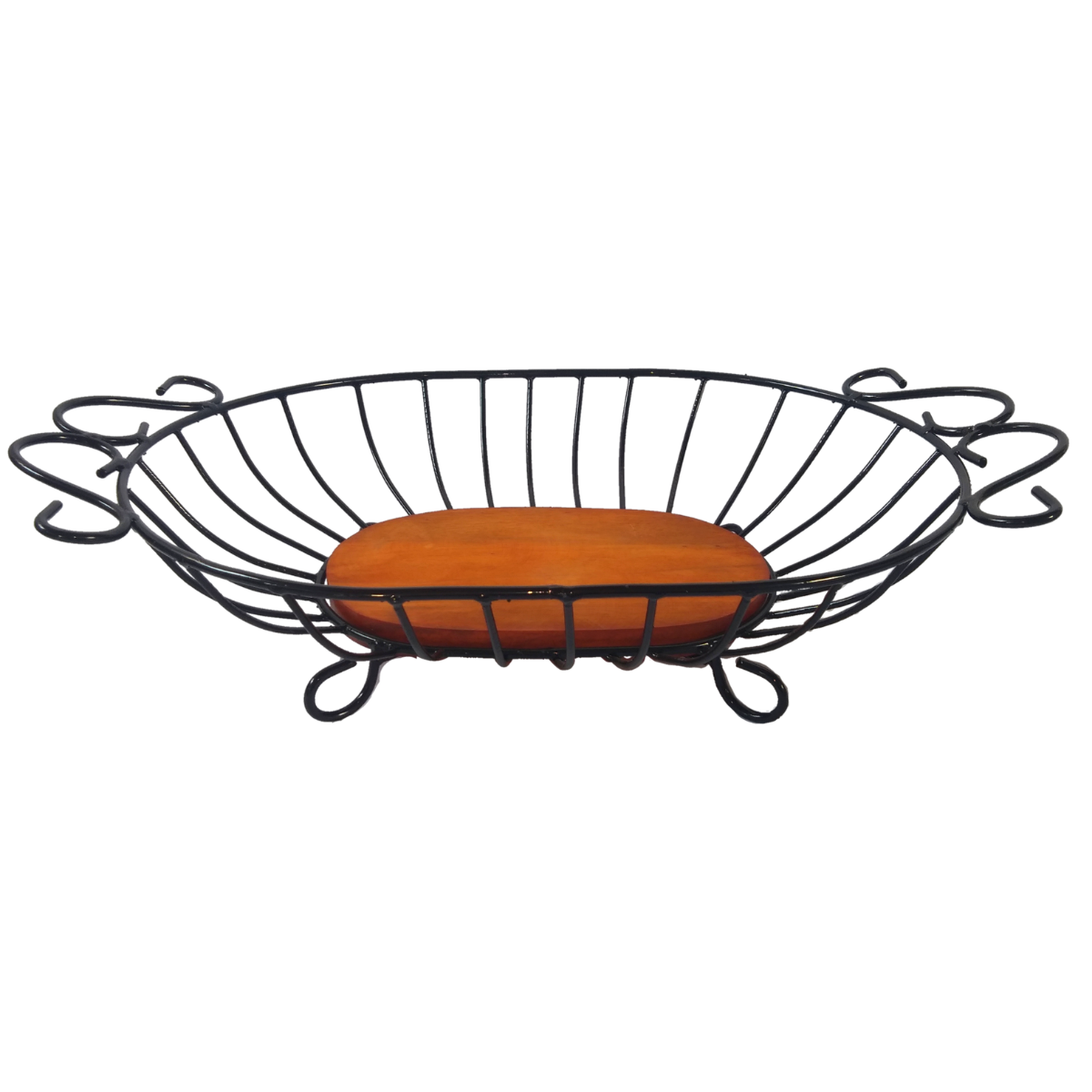 Fruteira de mesa grande oval de ferro e madeira super resistente e espaçosa ótima decoração para coz - 4