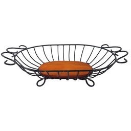 Fruteira de mesa grande oval de ferro e madeira super resistente e espaçosa ótima decoração para coz - 4