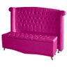 Kit de Quarto Cabeceira de Cama Box e Calçadeira Baú Toquio Casal 140cm Suede Rosa Pink - 1