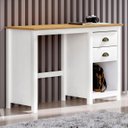 Ver imagem 1 de Escrivaninha 110cm 2 Gavetas Home Office Lázio Branco/freijó F07 - Mpozenato