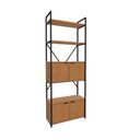 Ver imagem 2 de Estante Alta para Livros com 4 Portas Industrial Canela/Preto Fosco