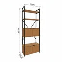 Ver imagem 3 de Estante de Livros Industrial em Aço 4 Portas 2 Prateleiras 202x72cm Canela/Preto Fosco