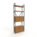 Ver imagem 2 de Estante de Livros Industrial em Aço 4 Portas 2 Prateleiras 202x72cm Canela/Preto Fosco