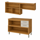 Ver imagem 6 de Cozinha Modulada 2 Peças MDF Princesa Ripada Freijó/Off White - Nesher