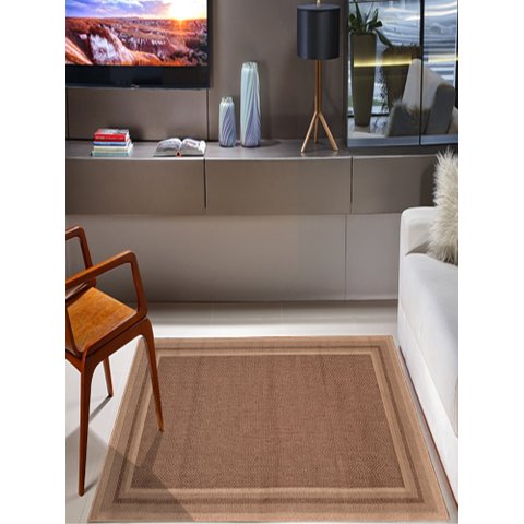 Tapete Sisal Eco Nature Moldura Bege Chumbo 3,00x4,00