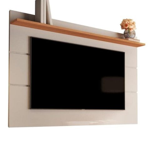 Painel 1,80 m Para TV ate 72 Pol. com Prateleira Vivare New Off White/Nature - Germai