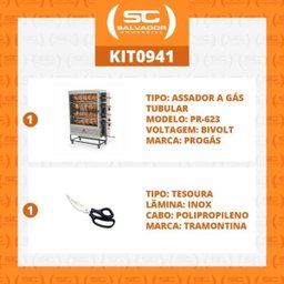 Assador de Frango Gás 4 Espetos Tubular PR-623 Progás + Tesoura Multifuncional Tramontina - 8