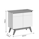 Ver imagem 3 de Buffet Classic 2 Portas Moderno em MDF Pés Madeira Maciça Off White