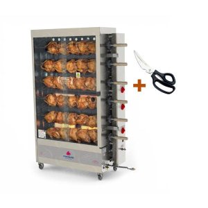 Assador de Frango Gás 6 Espetos Infra PR-631 Progás + Tesoura Multifuncional Tramontina